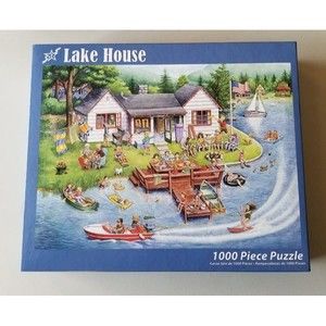 Vermont Christmas Company Lake House 1000 pc Jigsaw Puzzle Complete Pre Owned